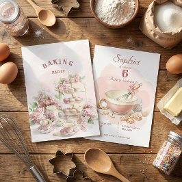 Invitation Baking Party Birthday Girls | Elegant Soft Pastel