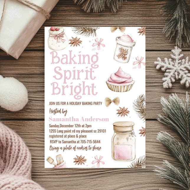 Invitation Baking Spirit Bright Pastel Pink Cookie Exchange (Créateur téléchargé)