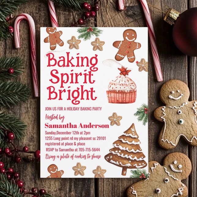 Invitation Baking Spirit | Échange de cookies de Noël (Créateur téléchargé)
