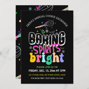 Invitation Baking Spirits Bright Cookies Exchange Holiday