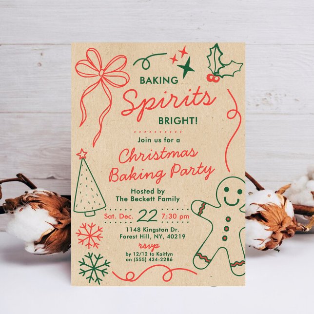 Invitation Baking Spirits Bright | Fête d'échange de biscuits (Créateur téléchargé)