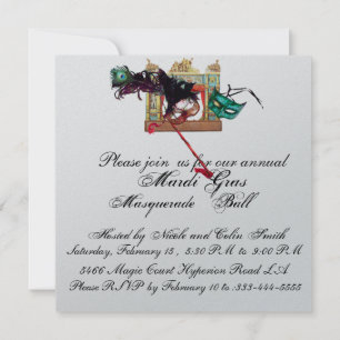 INVITATION BAL DE MASQUERADE DU MARDI GRAS MASQUES DE THÉÂTRE