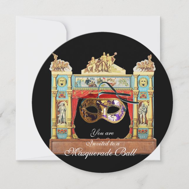 INVITATION BAL DE MASQUERADE DU MARDI GRAS MASQUES SUR SCÈNE  (Devant)