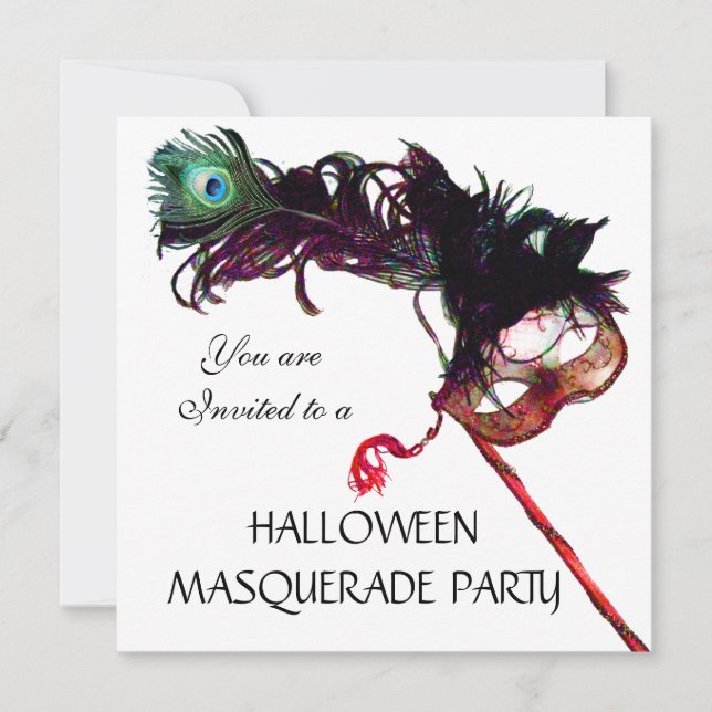 Invitation BAL DE MASQUES D'HALLOWEEN,Noir (Devant)