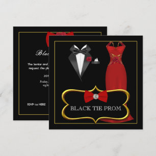 Invitation Bal de promo Danse formelle en rouge et noir tenue