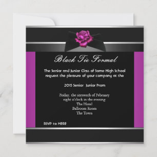 Invitation Bal de promo de lycée tenue formelle rose cravate 