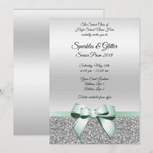 Invitation Bal de promo élégant et classe avec nœud en menthe
