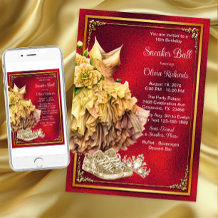 Invitation Bal de sneakers Or Rouge