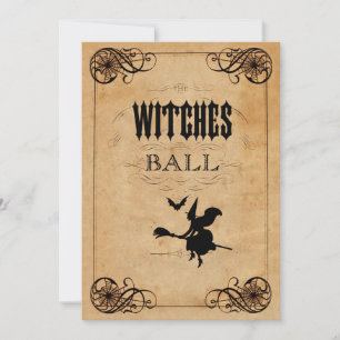 Invitation Bal de Sorcières Vintage Double Face Fête d'Hallow