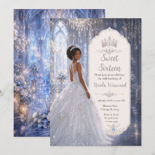 Invitation Bal de Sweet Sixteen Bleu Clair au Clair de Lune