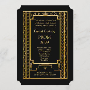 Invitation Bal d'étudiants Supérieur-Junior, grand Gatsby,