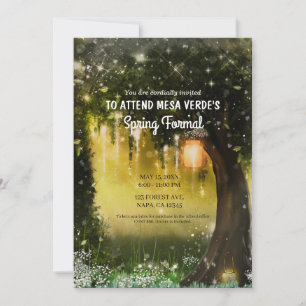 Invitation Bal enchanté de la forêt verte scintillante de fan