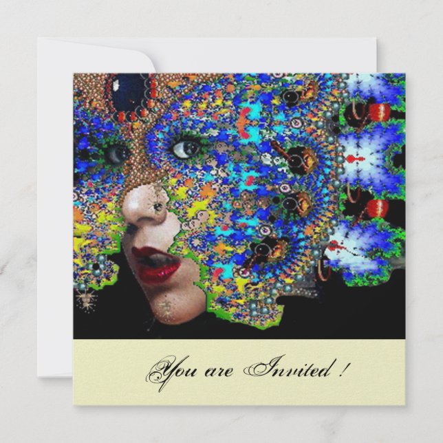 Invitation BAL MASQUÉ ÉPHÉMÈRE DE MARDI GRAS glace blanche (Devant)