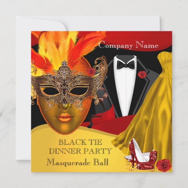 Invitation Bal masqué formel en tenue de soirée 3 (Devant)