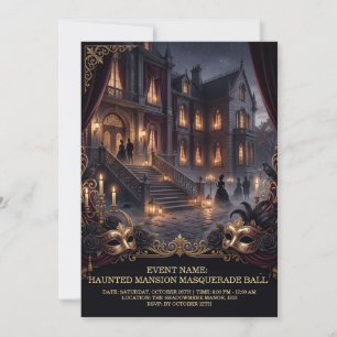 Invitation Bal masqué gothique de la Maison hantée Halloween