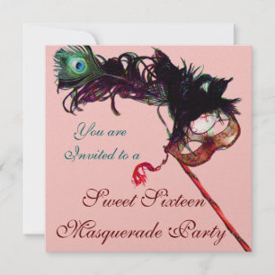 Invitation BAL MASQUÉ POUR UN DOUX SEIZIÈME ANNIVERSAIRE, Mét