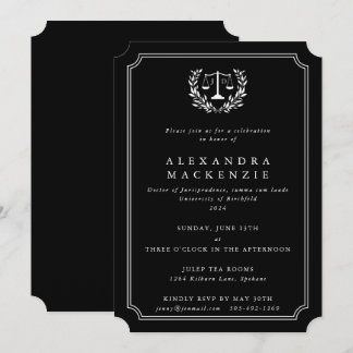 Invitation Balances JD Noir/Blanc + Graduation Wreath Laurel