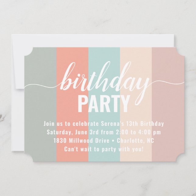 Invitation Balayage couleur terre et boue Anniversaire (Devant)
