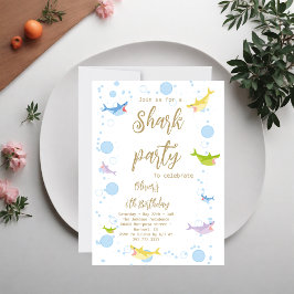 Invitation Balayage de la fête d'été de requin Anniversaire d