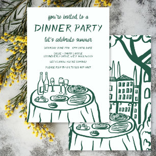 Invitation Balcon de dîner fantaisiste personnalisé dessiné à