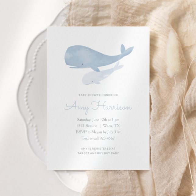 Invitation Baleine aquatique sous le Baby shower marin (Créateur téléchargé)