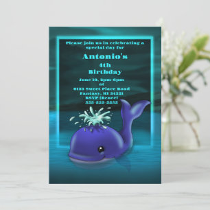 Invitation Baleine bleue fête d'anniversaire