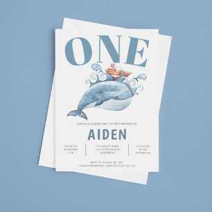 Invitation Baleine bleue Première fête d'anniversaire Invitat