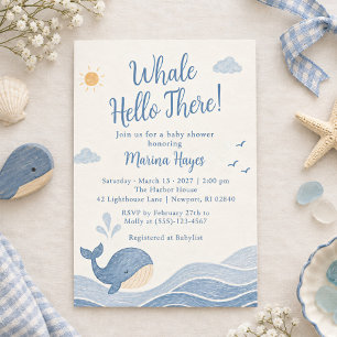 Invitation Baleine Bonjour Là-Bleu Océan Vagues Bébé Garçon S