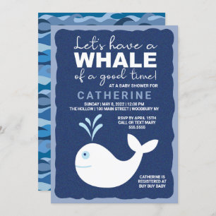 Invitation Baleine de bon temps ! Baby shower bleu