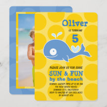 Baleine de dessin animé bleu Fête sur la plage Pho