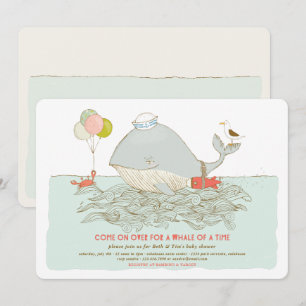 Invitation Baleine d'un temps Baby shower de piscine d'été
