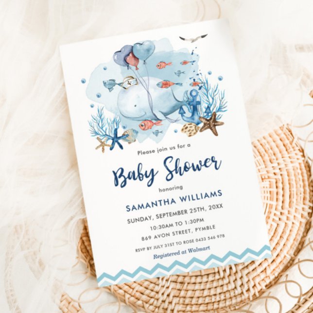 Invitation Baleine nautique sous le Baby shower du Garçon ble (Créateur téléchargé)
