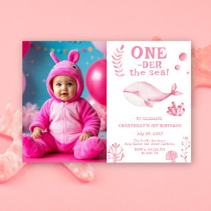 Invitation Baleine Rose Onder La Mer 1er Anniversaire