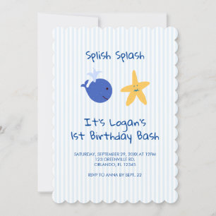 Invitation Baleine Starfish Nautique Premier anniversaire Inv