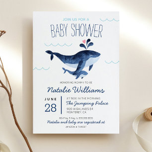Invitation Baleines nautiques sous le Baby shower marin