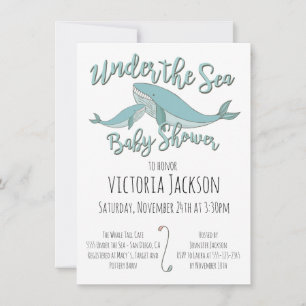 Invitation Baleines sous l'invitation du Baby shower de mer