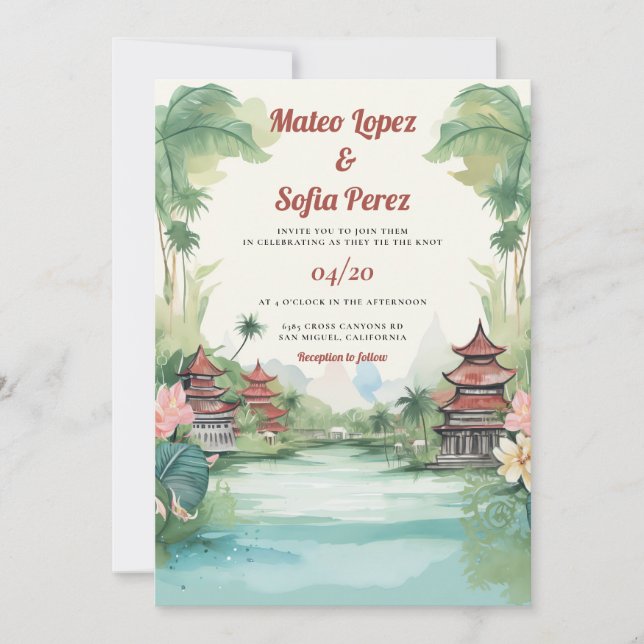 Invitation Bali Indonésie Destination Mariage (Devant)