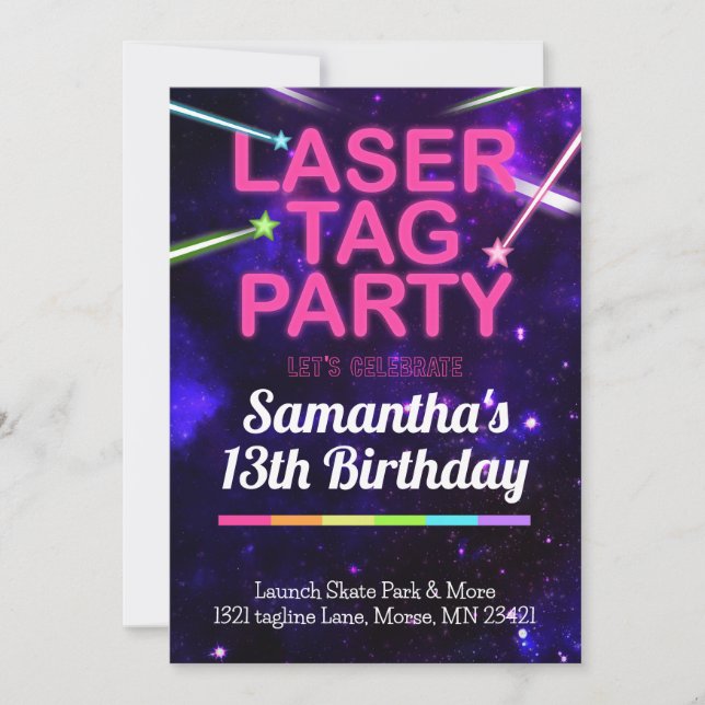 Invitation Balise laser Anniversaire (Devant)