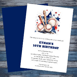 Invitation Ball Bats Stars Enfants Baseball Anniversaire Roug
