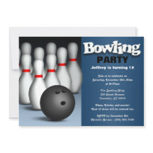 Ball & Pins Blue Bowling Anniversaire Fête Invitat