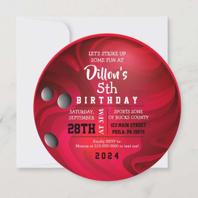 Invitation BALL ROUGE CLAIR TOUR ANNIVERSAIRE Fête (Devant)