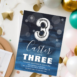 Invitation Balle d'argent du troisième anniversaire   Blue Pa