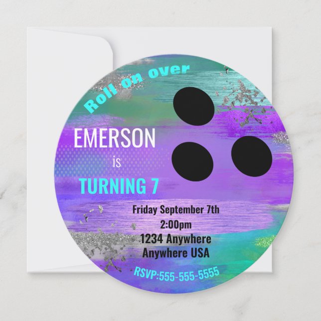 Invitation BALLE DE BOWLING DE FOIL, bowling, parties scintil (Devant)