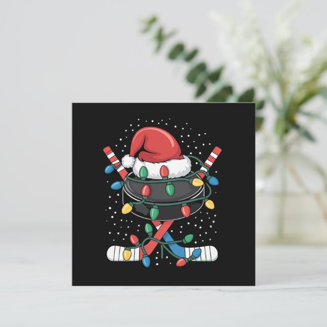 Invitation Balle de Casquette de Noël de hockey de Père Noël (Debout devant)