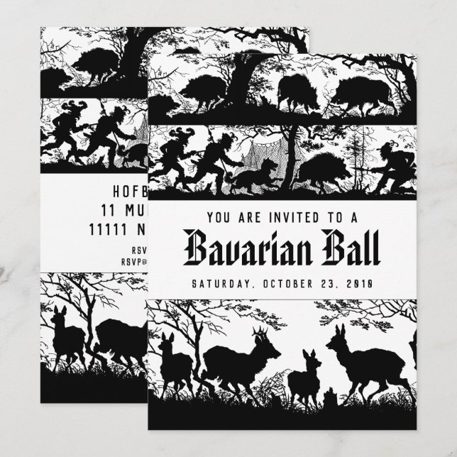 Invitation Balle de chasseurs bavarois de style allemand (Devant / Derrière)