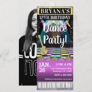 Invitation Balle de Disco de Danse Sol Anniversaire Photo Bil