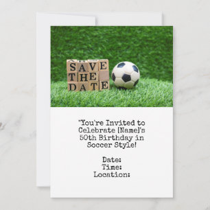 Invitation Balle de foot Enregistrez la date pour la fête d'a
