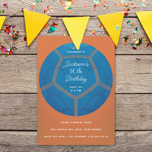 Invitation Balle de football bleu fête d'anniversaire