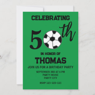 Invitation Balle de Football Entraîneur de Football 50e Anniv
