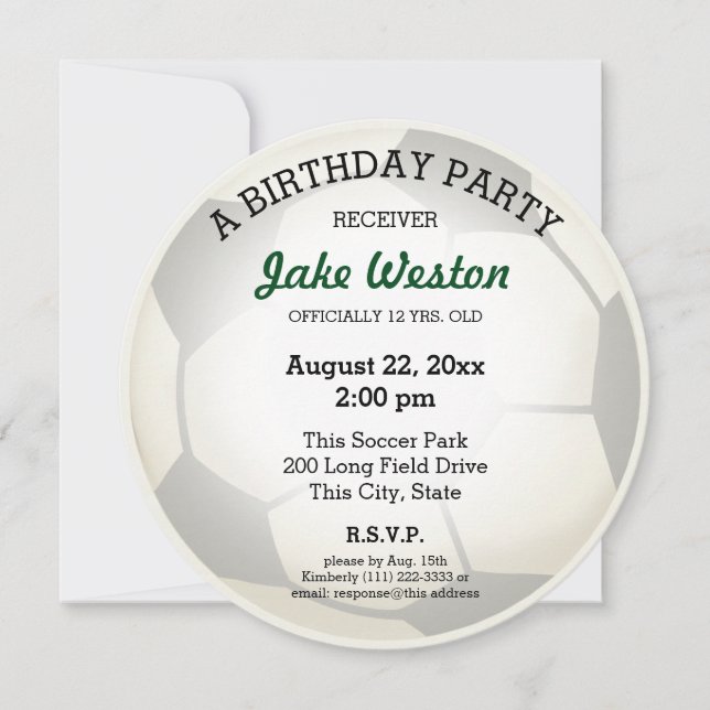 Invitation Balle de football fête d'anniversaire (Devant)